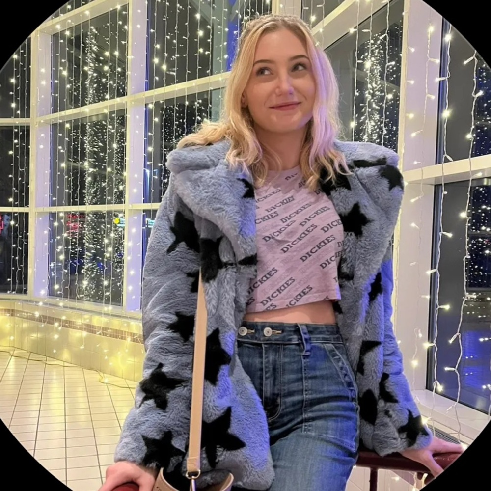 Avec Les Filles / Star Faux Fur Coat Purple - Picture 2 of 11